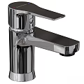 Shiny Metallic Modern Faucet With Square Handle For Home Bathroom Use