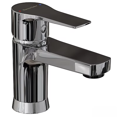 Shiny Metallic Modern Faucet With Square Handle For Home Bathroom Use 3d model