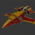 Red And Yellow Toy Airplane With Streamlined Design Transparent Cockpit And Wings