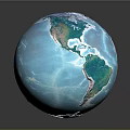 Blue Globe With Continents And Oceans On Smooth Surface And Gray Background