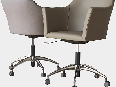 Modern Office Chair With Ergonomic Armrests Leather Upholstery And Metal Base 3d model