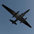 Gray Fighter Jet Aerial View With Long Wings On Black Background
