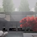 Modern Sales Office Building With Horizontal Slats And Stone Exterior Design