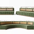 Green Velvet Multi Person Sofa With Metal Frame Curved And Straight Design