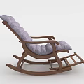 Comfortable Purple Padded Rocking Chair With Wooden Frame And Leisure Design