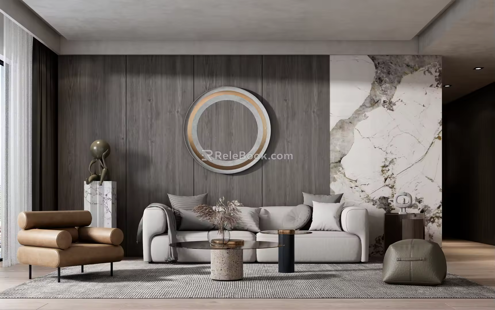 Modern sofa coffee table combination 3d model