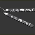 Traditional Black Nunchucks With Ornate White Decorative Patterns And Metal Chain