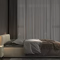 Modern Double Bed With Beige Headboard Gray Beige Bedding And Nightstands With Table Lamp 3d model