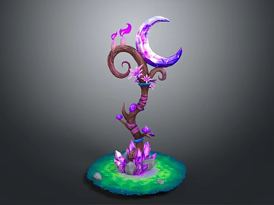 Modern cartoon tree moon scepter crystal moon scepter crystal crystal mine 3d model