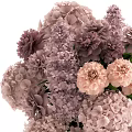 Beautiful Purple Pink Flower Arrangement In Brown Glass Vase With Hydrangea Carnation