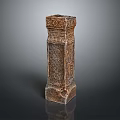 Carved Stone Pillar With Intricate Decorative Patterns And Textured Surface 3d model