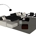 Modern L Shaped Sofa And Coffee Table Set With Accent Chairs Ottoman And Floor Lamp