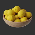 Fresh Ripe Yellow Lemons in a Wooden Bowl on Dark Background