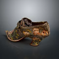 Vintage Embroidered High Heels With Intricate Floral Patterns And Unique Heel Design