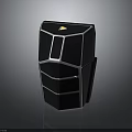 Modern Electronic Speaker With Black Body And Silver Geometric Trim Design