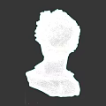 Man Marble Bust Statue With Curly Hair And Shoulder Attire On Dark Background