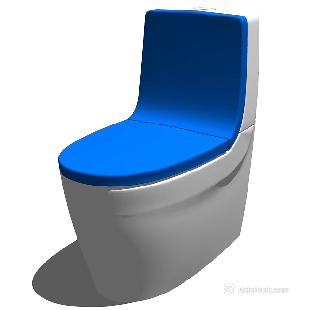 Modern Toilet With White Body And Blue Seat Cover In Contemporary Design 3d model 