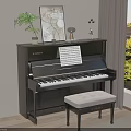 Bright Modern Piano Room With Black Piano Sheet Music Green Plant And Window View