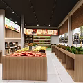 Fresh Fruit Store Interior With Various Fruits And Digital Screens 3d model