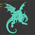 Mechanical Dragon Character As Mythical Creature 3D Model With Wings Sharp Claws And Open Mouth