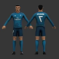 Football Player Model Front And Back View Blue Jersey With Ronaldo 7 Emirates Logo