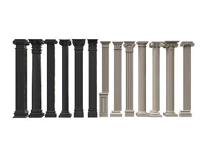 Various Styles of Columns in Black and Light Gray for Architectural Design 3d model