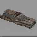Rusty Old Car with Weathered Metal Exterior Roof Equipment and Retro Post Apocalyptic Style