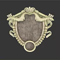Classical Shield Shaped Sculpture Carving with Intricate Ornate Designs and Circular Base Decoration