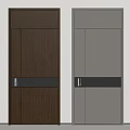 Modern Security Doors with Dark Brown Light Gray Black Accent Strips and Secure Locks 3d model