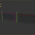 Chain Link Fence Structure With Orange Metal Posts And Mesh Design 3d model
