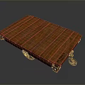 Rustic Wooden Platform Cart With Four Metal Casters And Textured Surface