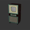 Vintage Television Set With Wooden Cabinet Gold Trim And Speaker Grille