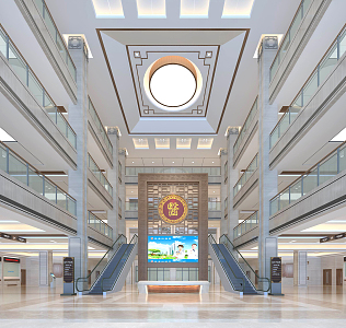 New Chinese Hospital Hall Outpatient Hall View Three 3d model