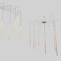 Modern Golden Chandeliers With Multiple Hanging Pendant Rods For Interior Decoration