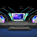 Modern Stage Setup With Colorful Lighting Large Screen And Professional Equipment 3d model