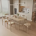 Log Dining Table and Chair Combination Sideboard 3d model
