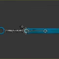 Teal Colored Futuristic Weapon With Sleek Metallic Hilt Ring Accent And Long Blade