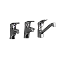 Three Different Chrome Faucets with Modern Design and Sleek Metal Finish