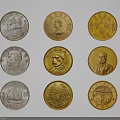 Vintage Diverse Silver and Gold Coins Featuring Detailed Portraits and Designs