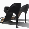 Women's Black and White Open Toe Leather Sandals with Stiletto Heel