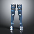 Blue and White Decorative Boots with Silver Accents and Elaborate Design Details