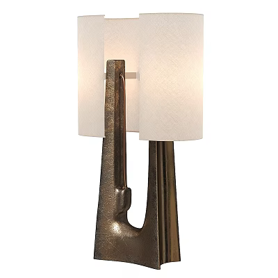 Modern Table Lamp With Unique Metal Base And White Fabric Shade Design Structure 3d model