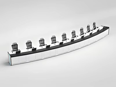 Long Modern Functional Desk With Multiple Chairs For Workstation Setup 3d model