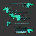 Cartoon Scene With Green Butterflies Around Blue Spiral On Dark Background With Reflection