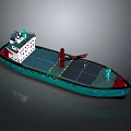 Blue Green Hull Cargo Ship 3D Model With Black Deck White Superstructure And Red Crane