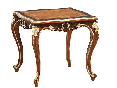 Classical Style Coffee Table With Intricate Carved Legs And Gold Accents 3d model