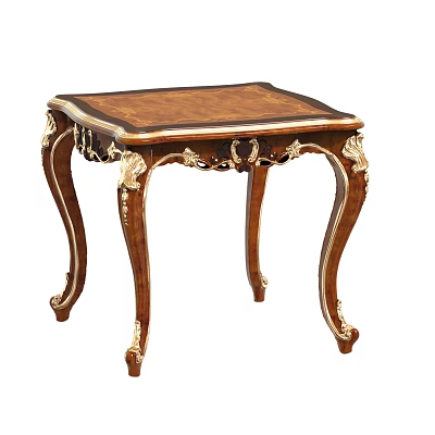 Classical Style Coffee Table With Intricate Carved Legs And Gold Accents 3d model