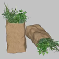 Fresh Organic Vegetables in Brown Paper Bags with Green Leaves and Herbs