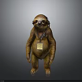 Detailed Realistic Standing Sloth Character With Lanyard And ID Badge