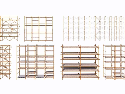 Various Metal Scaffolding Structures With Different Design And Industrial Shelves 3d model